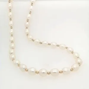 9ct Gold Ball & Pearl Necklace