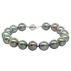 9ct White Gold Tahitian Black Pearl Bracelet