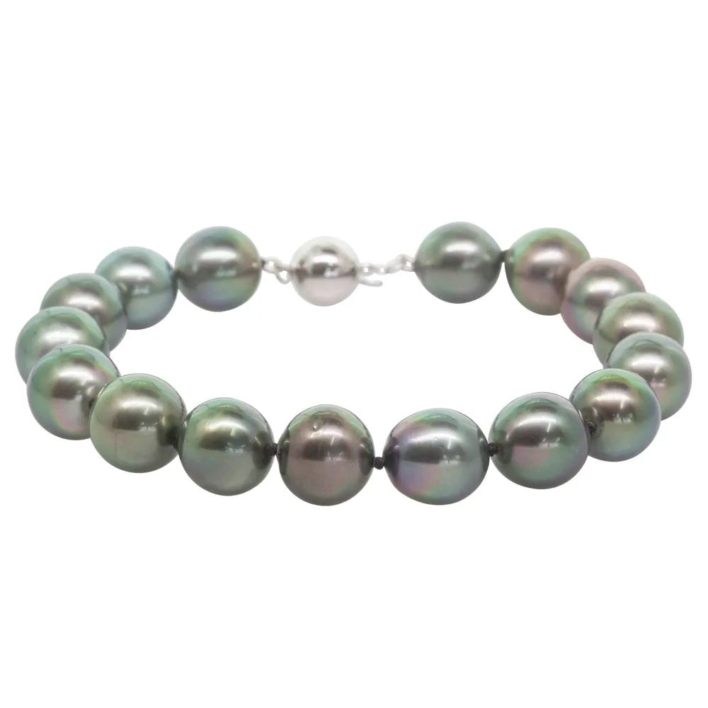 9ct White Gold Tahitian Black Pearl Bracelet