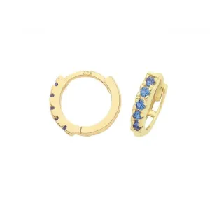 9ct Yellow Gold Sapphire Blue Zirconia Huggies Earrings ER1179S