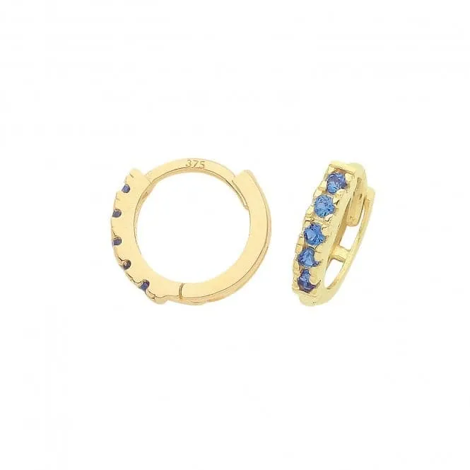 9ct Yellow Gold Sapphire Blue Zirconia Huggies Earrings ER1179S