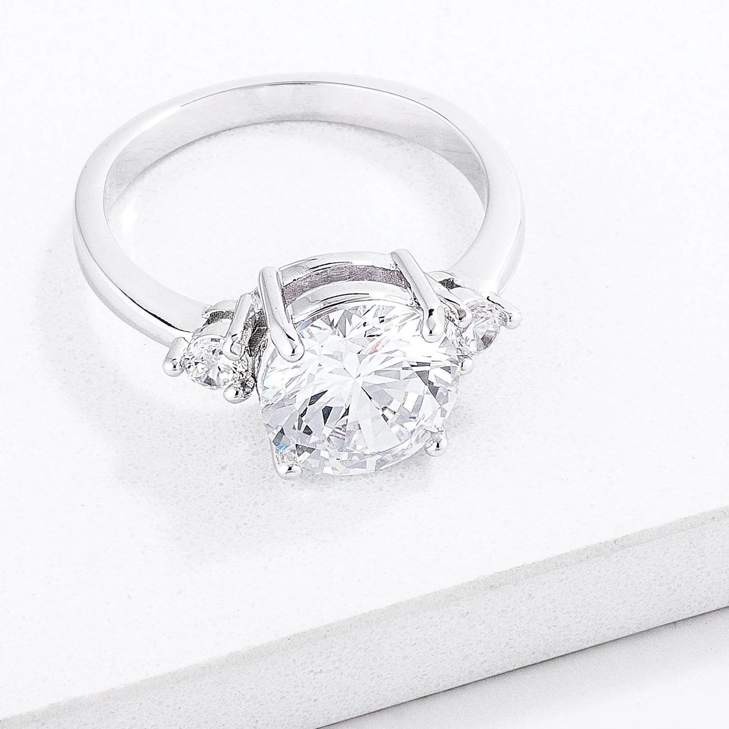 Abigail 3ct Round Three Stone CZ Engagement Ring | 5ct