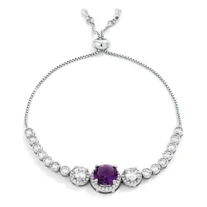 Abigail Amethyst Graduated CZ Bolo Slider Bracelet