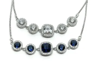 ADIRFINE 925 Sterling Silver Adjustable Colored Cubic Zirconia Halo Bracelet
