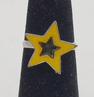 Adjustable Yellow & Blue Enamel Star Toe Ring - Size 2 