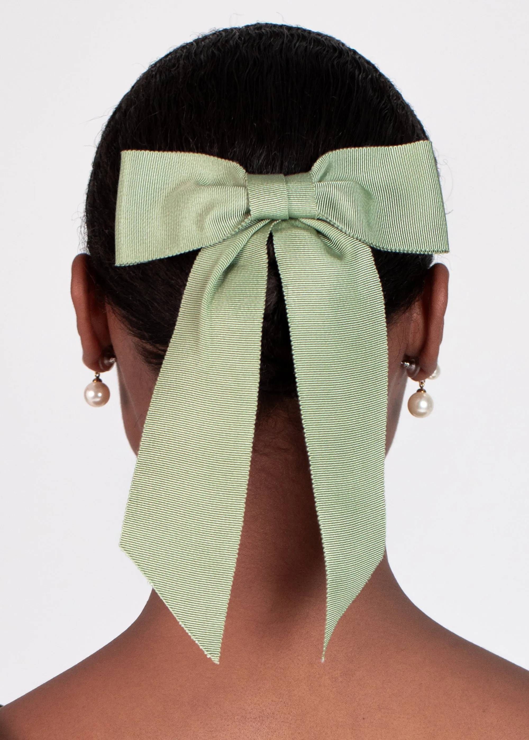 Alice Grosgrain Bow Barrette -- Pistachio
