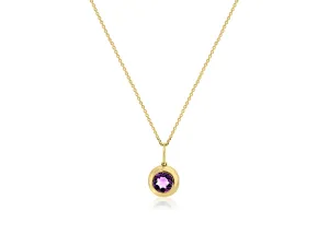 Amethyst Bezel Yellow Gold Pendant