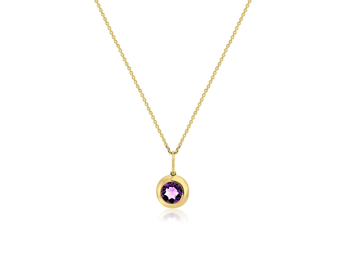 Amethyst Bezel Yellow Gold Pendant