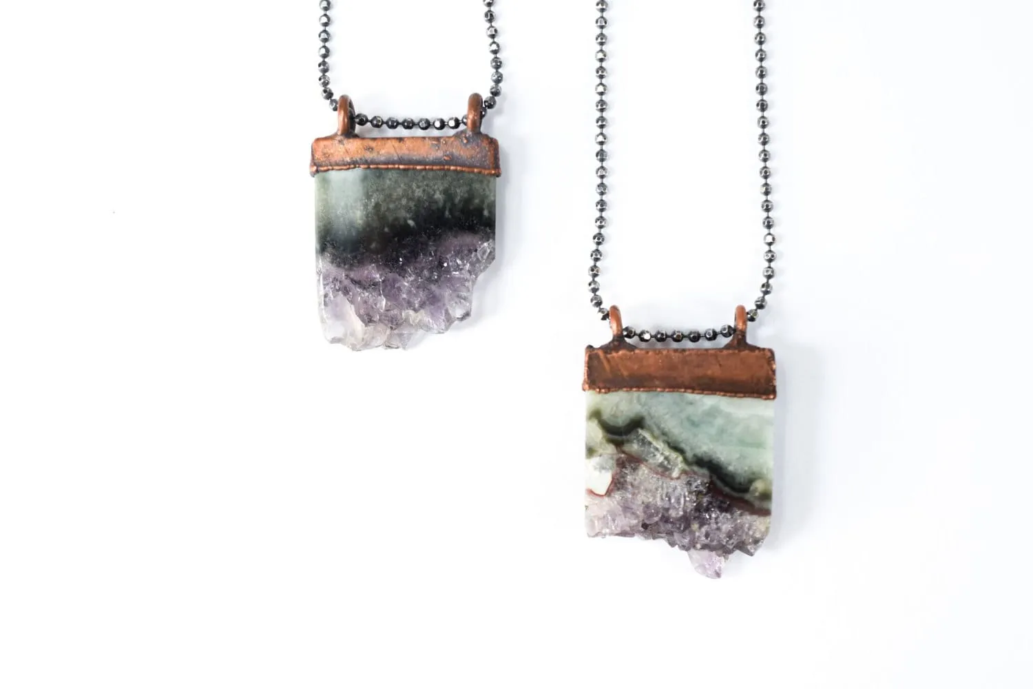 Amethyst crystal necklace | Amethyst slice pendant |  Electroformed raw amethyst necklace | Raw crystal jewelry