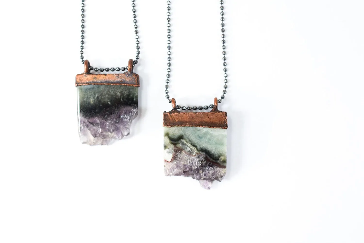 Amethyst crystal necklace | Amethyst slice pendant |  Electroformed raw amethyst necklace | Raw crystal jewelry