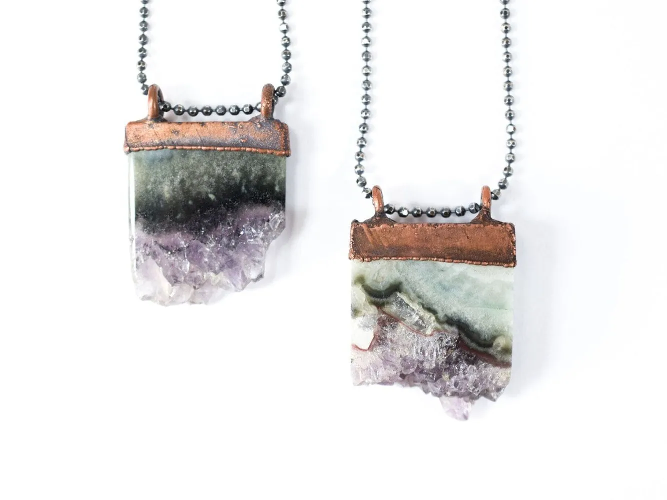 Amethyst crystal necklace | Amethyst slice pendant |  Electroformed raw amethyst necklace | Raw crystal jewelry