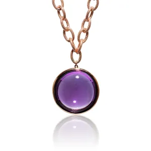 Amethyst Disc Pendant Necklace