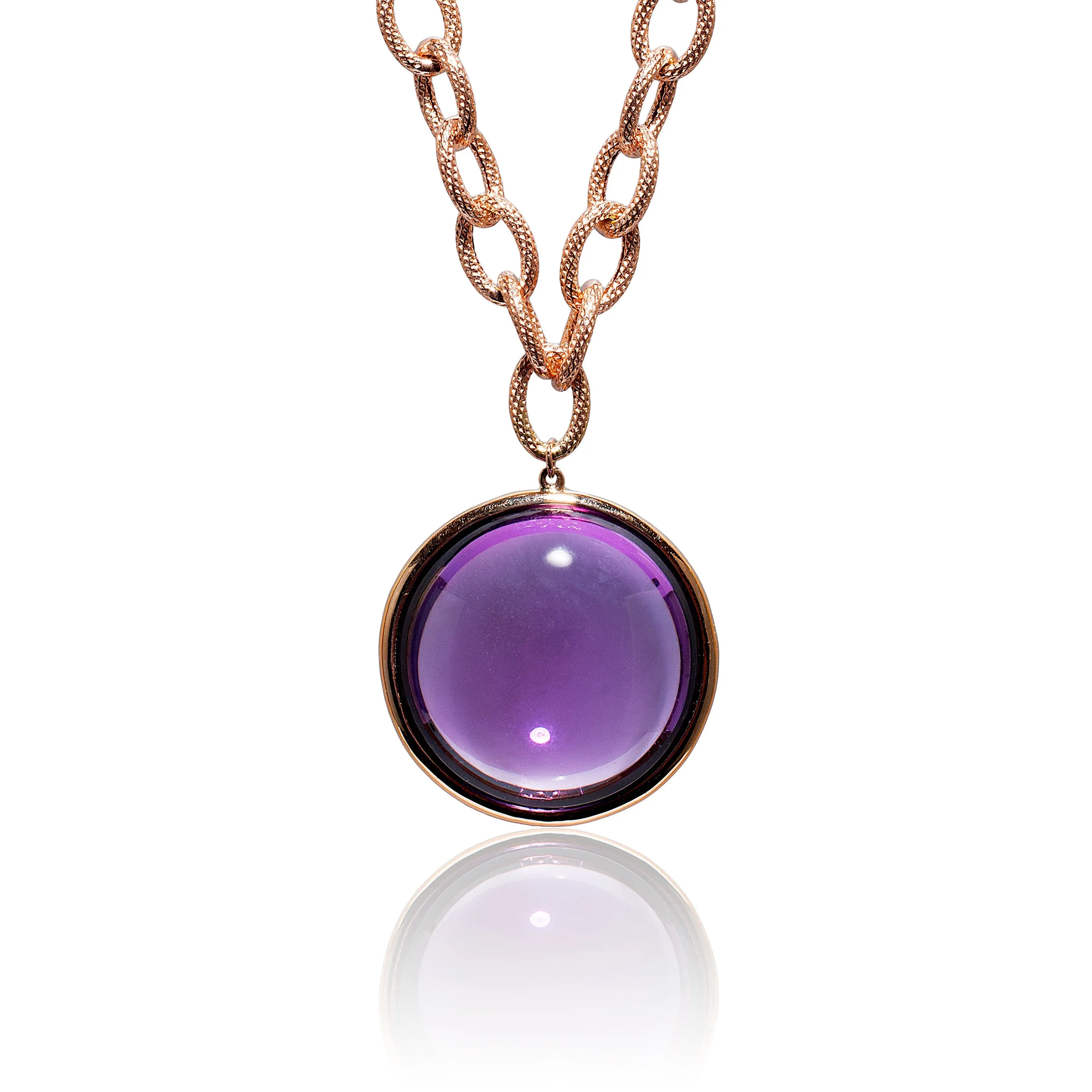 Amethyst Disc Pendant Necklace
