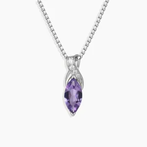 Amethyst Infinity Pendant Necklace in Silver |