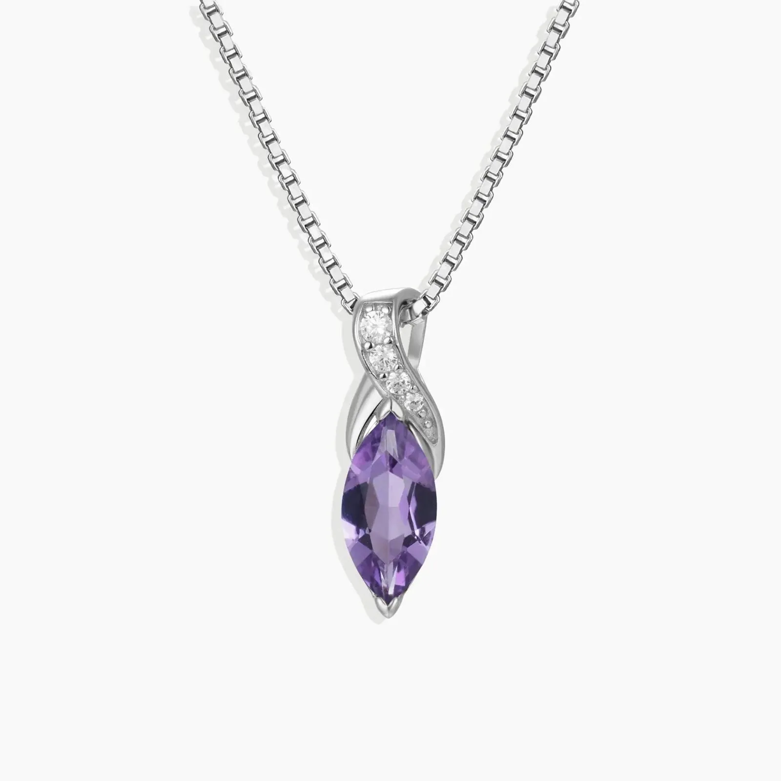 Amethyst Infinity Pendant Necklace in Silver |