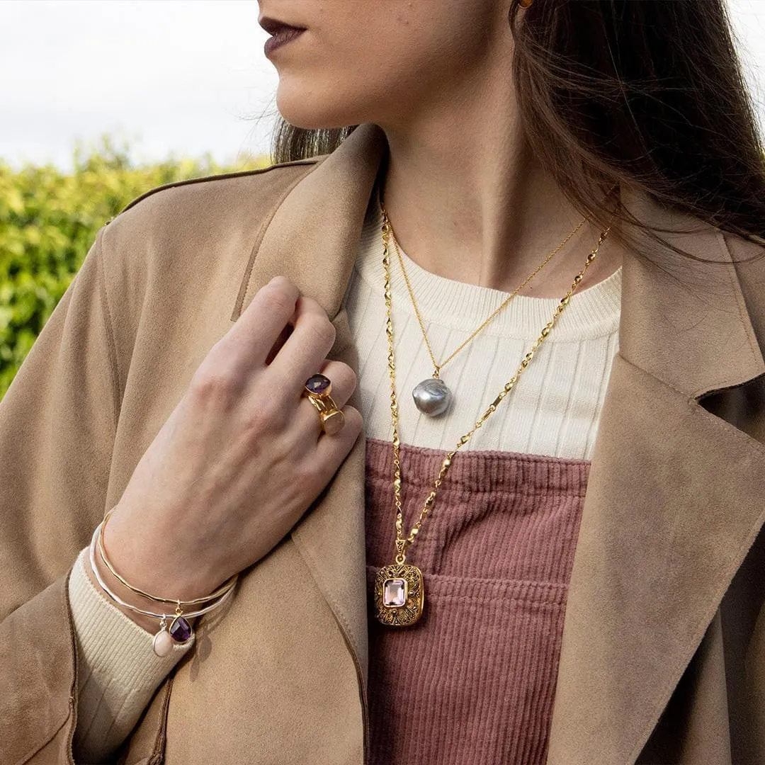 Amethyst Locket Gold   Photos