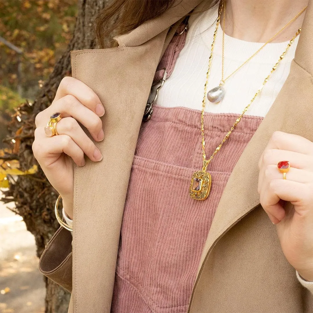 Amethyst Locket Gold   Photos