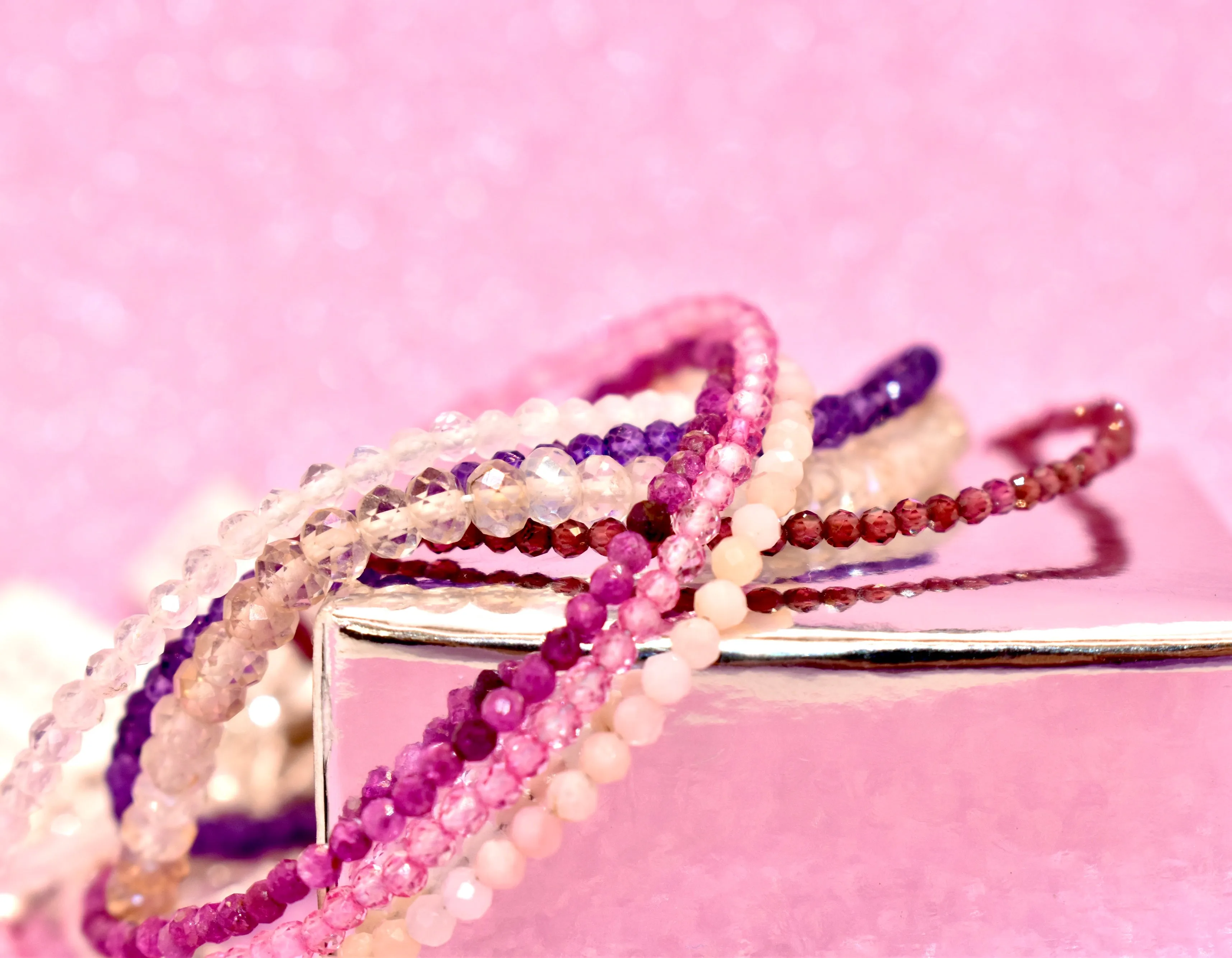 Amethyst Micro Cut Bead Bracelet