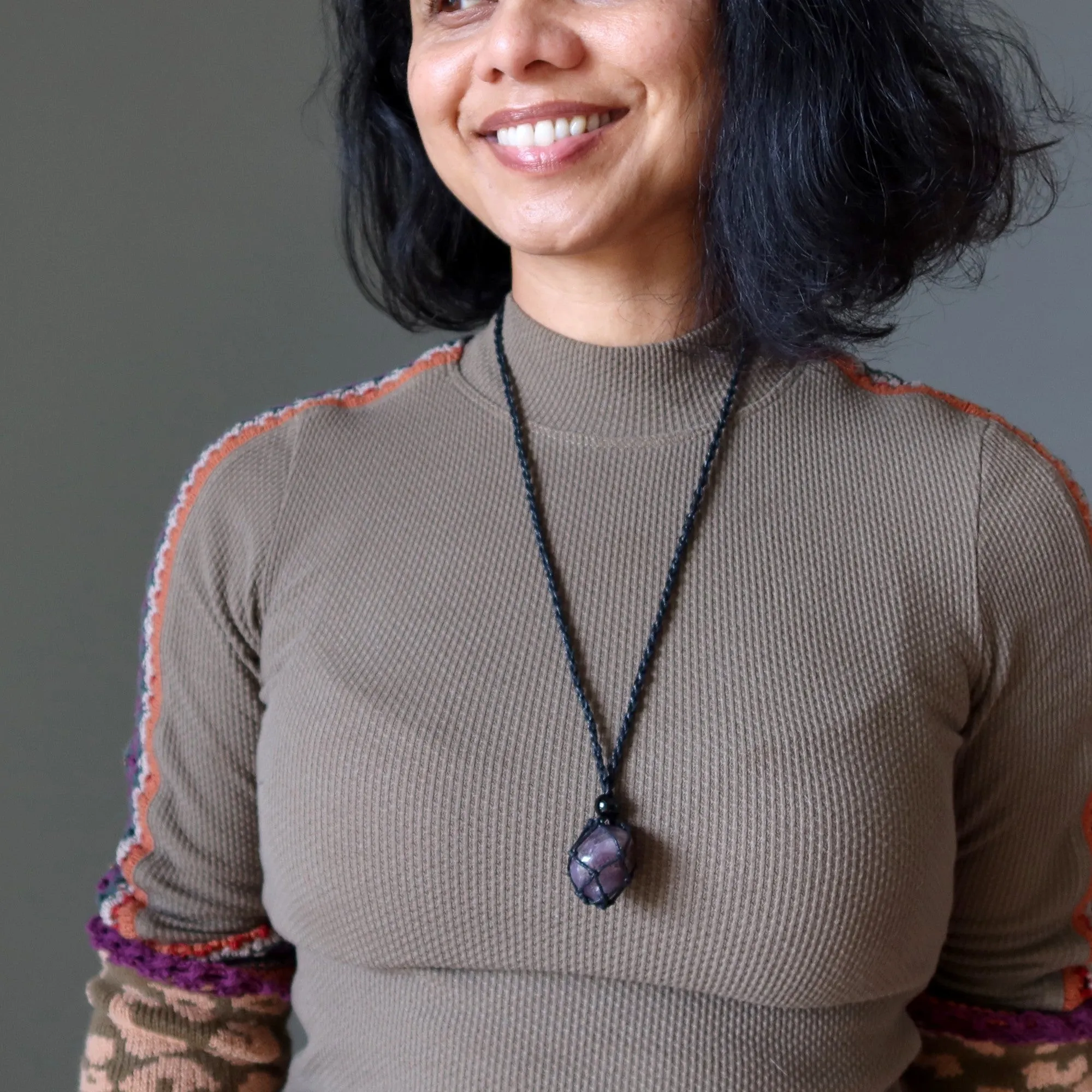 Amethyst Necklace Hope is Here Macrame