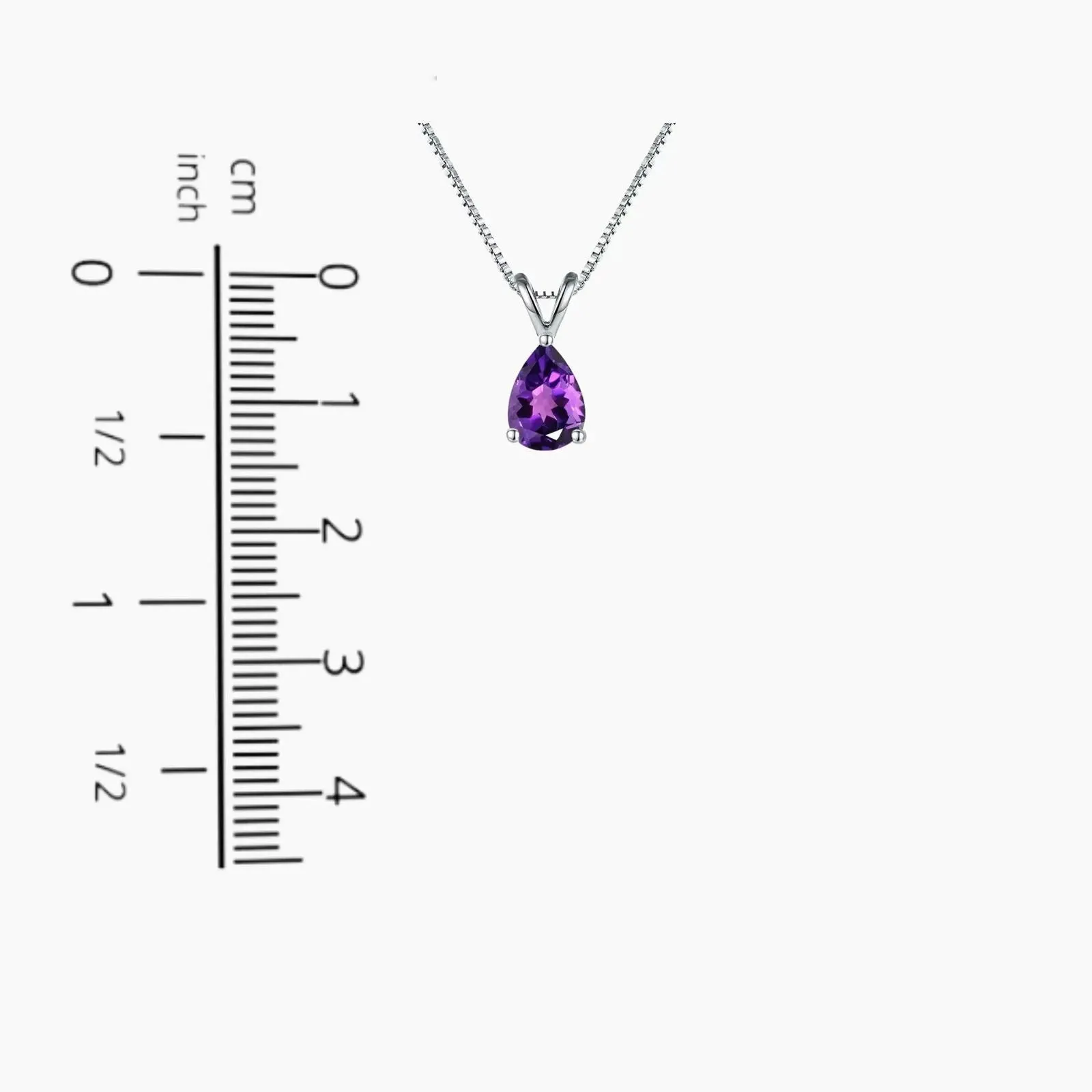 Amethyst Pear Shape Pendant Necklace - 925 Sterling Silver