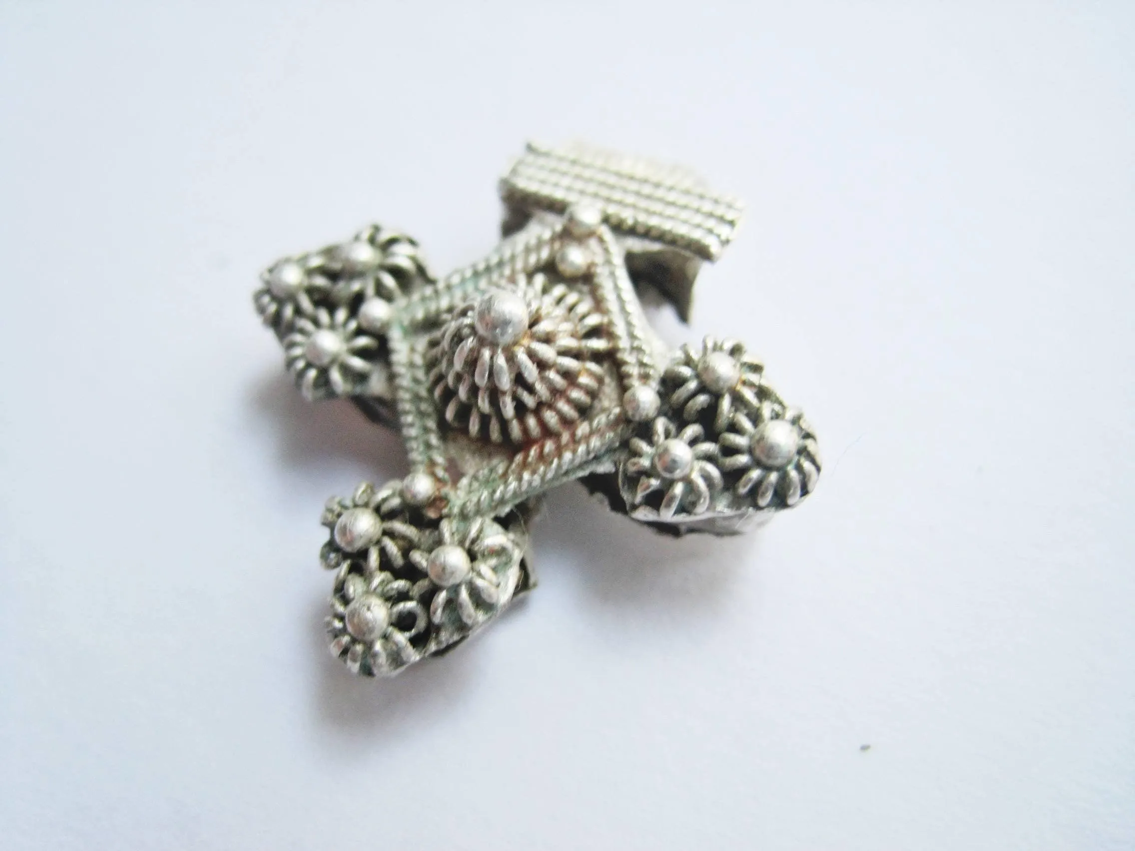 Antique Silver Cross Pendant from Morocco
