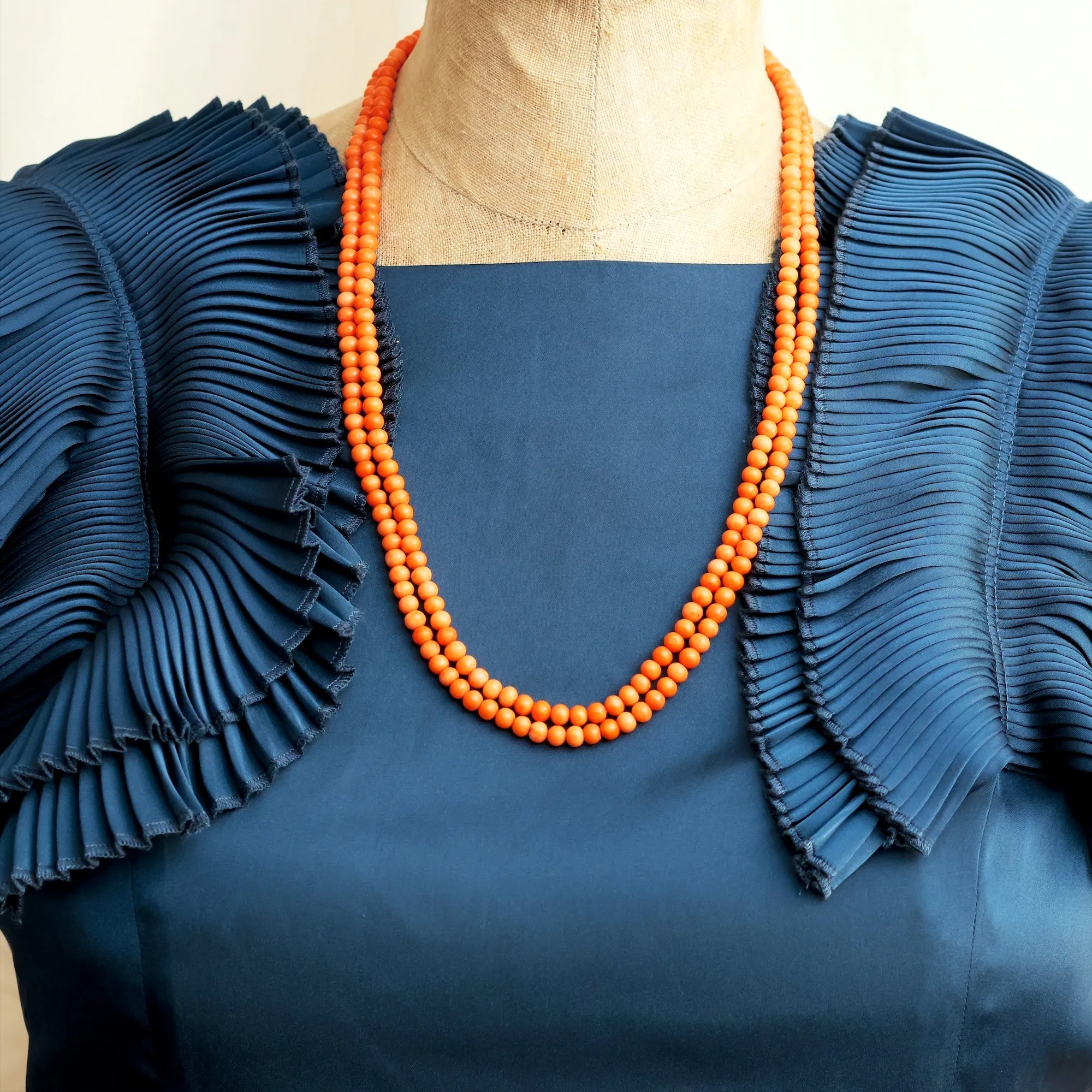 Antique Victorian Peach Coral Necklace