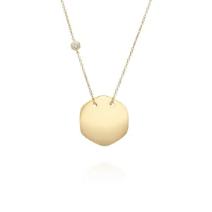 Aquamarin Gravur Halskette in Vergoldetem Sterling Silber