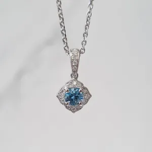 Aquamarine & Diamond Pendant - 18ct White Gold - 07-573