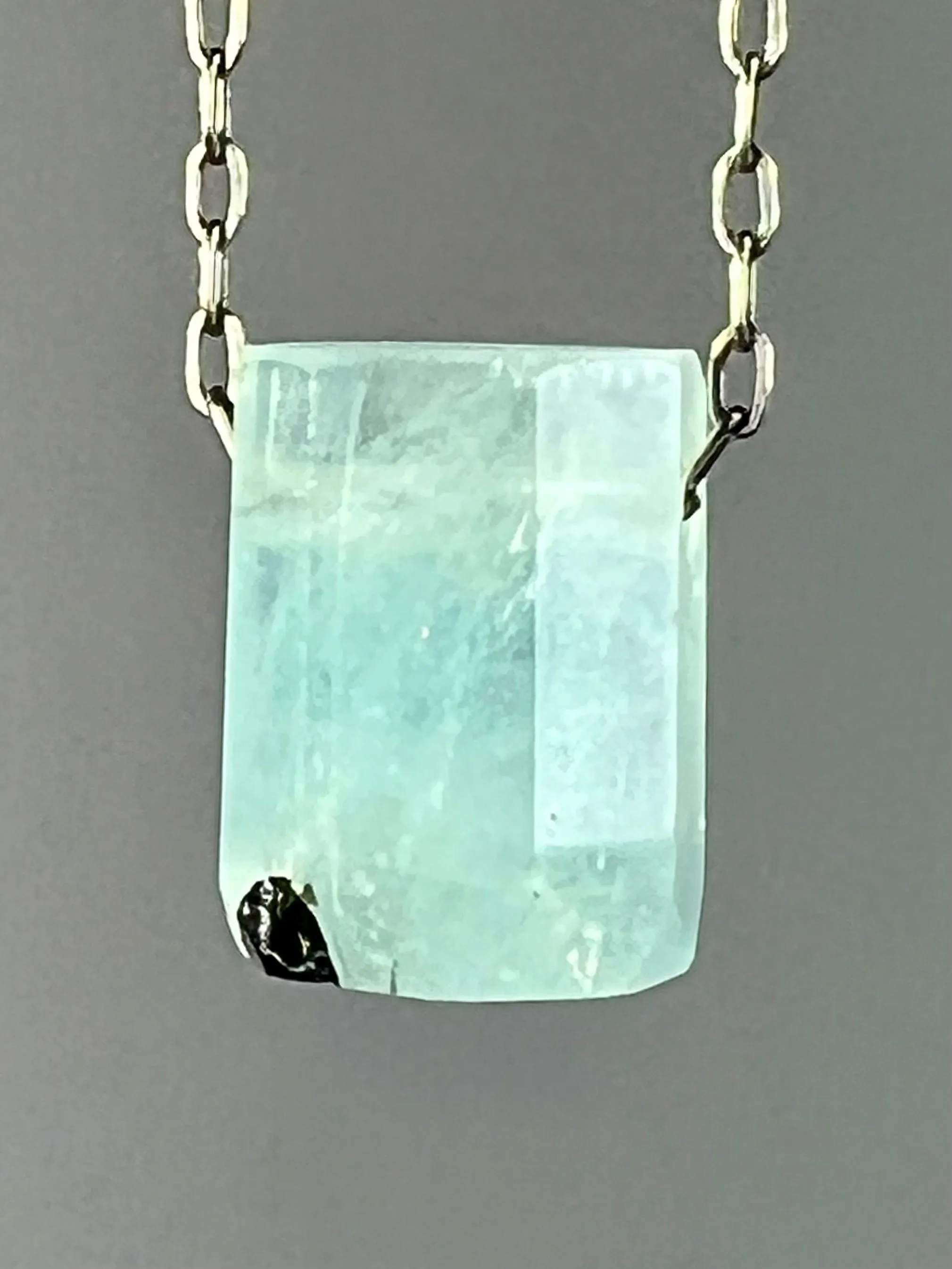 Aquamarine Crystal Necklace with Black Tourmaline