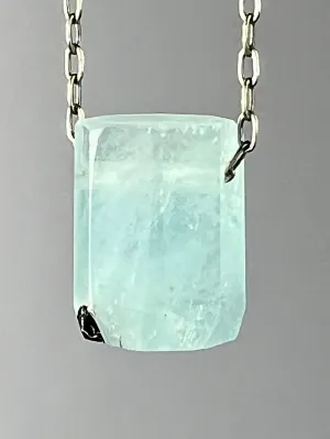 Aquamarine Crystal Necklace with Black Tourmaline