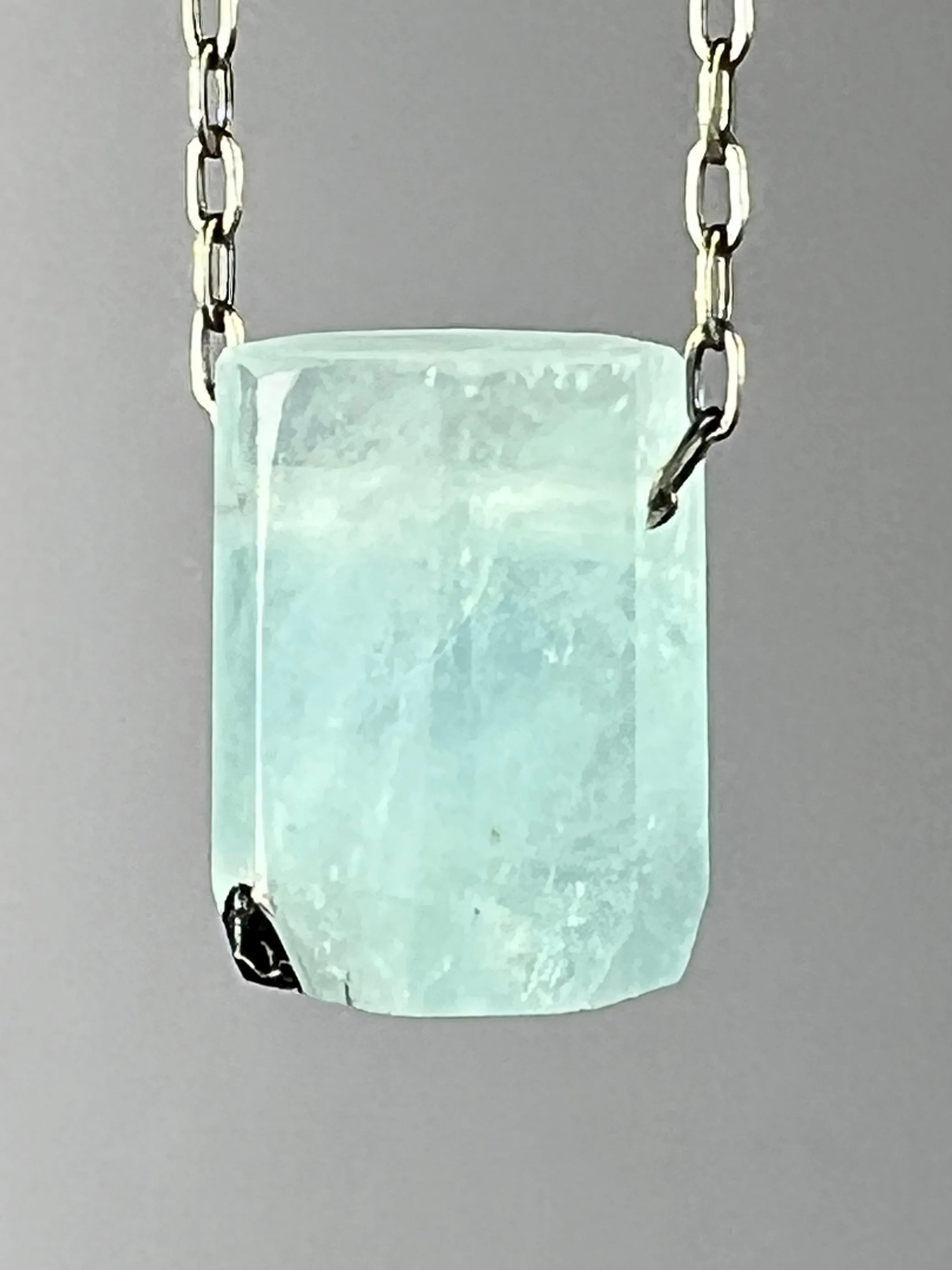 Aquamarine Crystal Necklace with Black Tourmaline