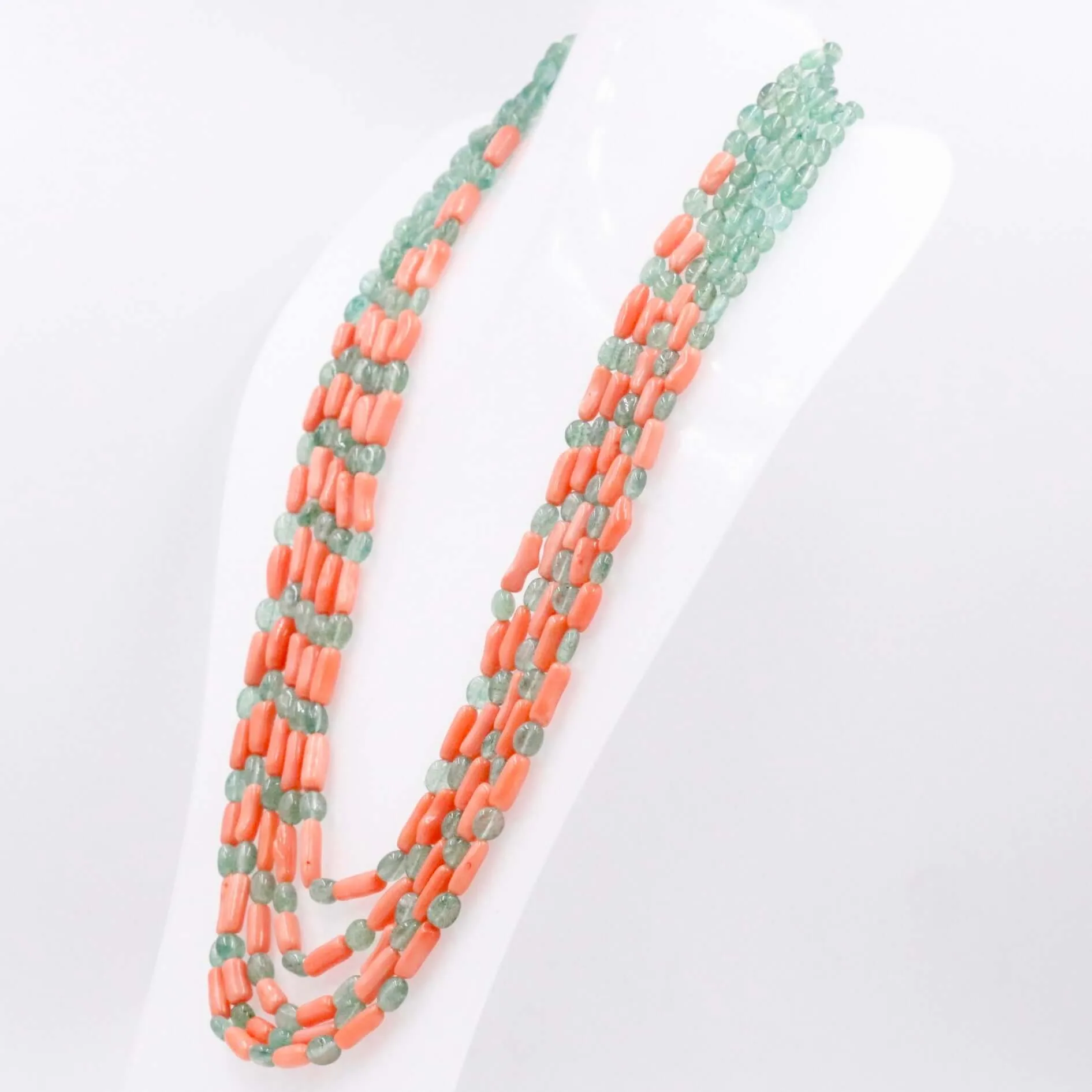 Aventurine and Coral Necklace Quartz and Coral Gemstone Necklace Layered Necklace Long Necklace Beaded Necklace SKU 6143323
