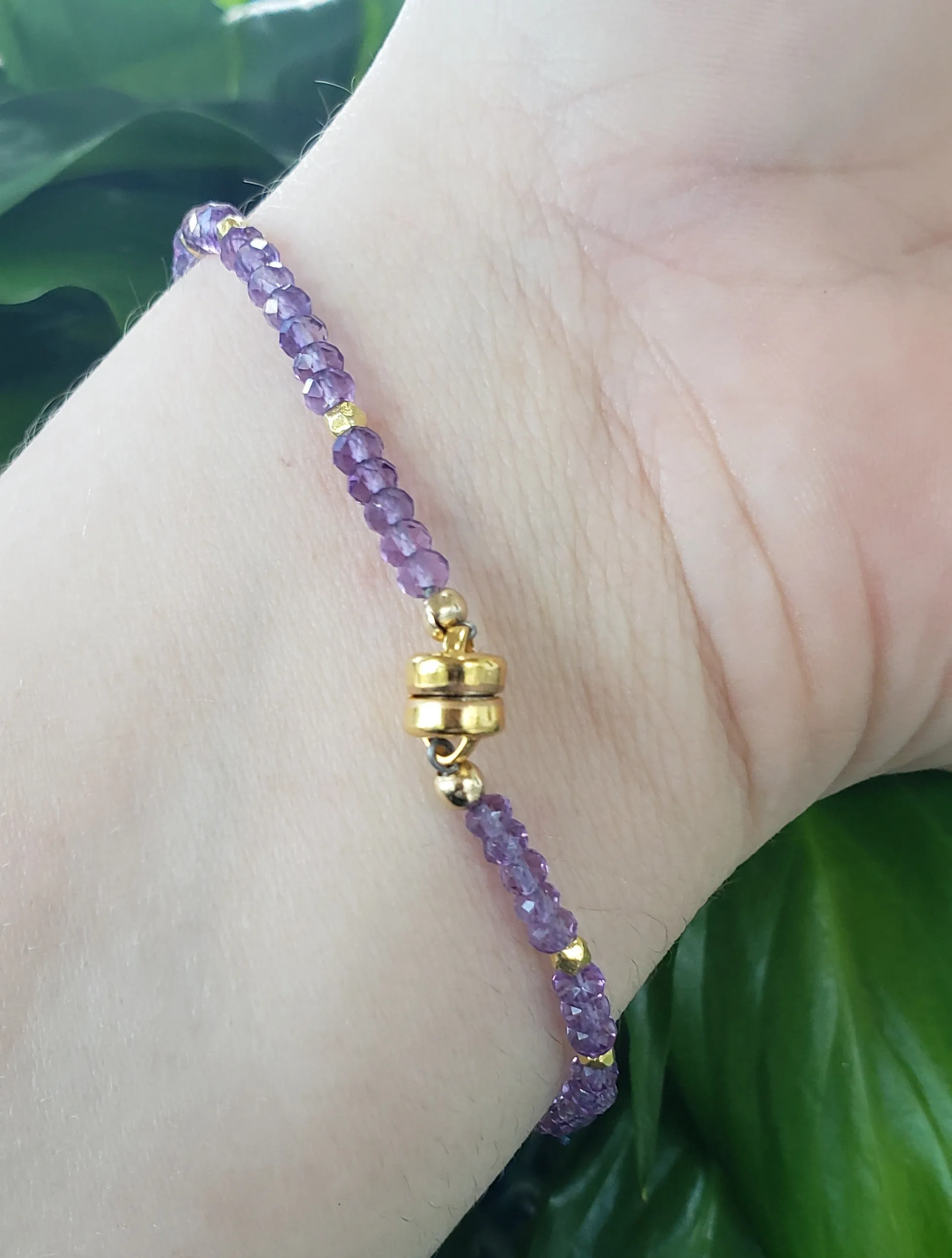 AVF Amethyst & Gold Pod Beaded Bracelet (SI3643 & SI3677)