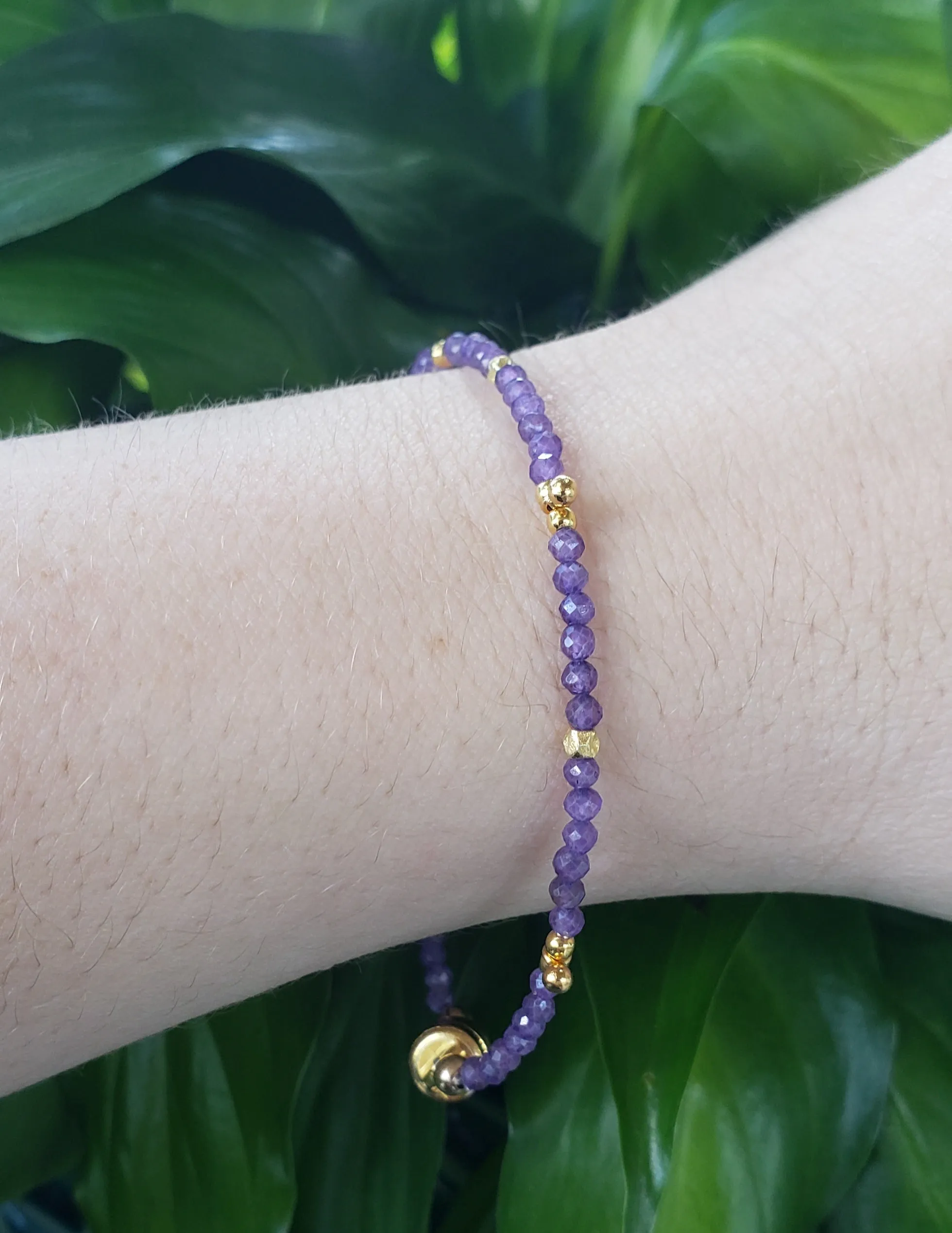 AVF Amethyst & Gold Pod Beaded Bracelet (SI3643 & SI3677)