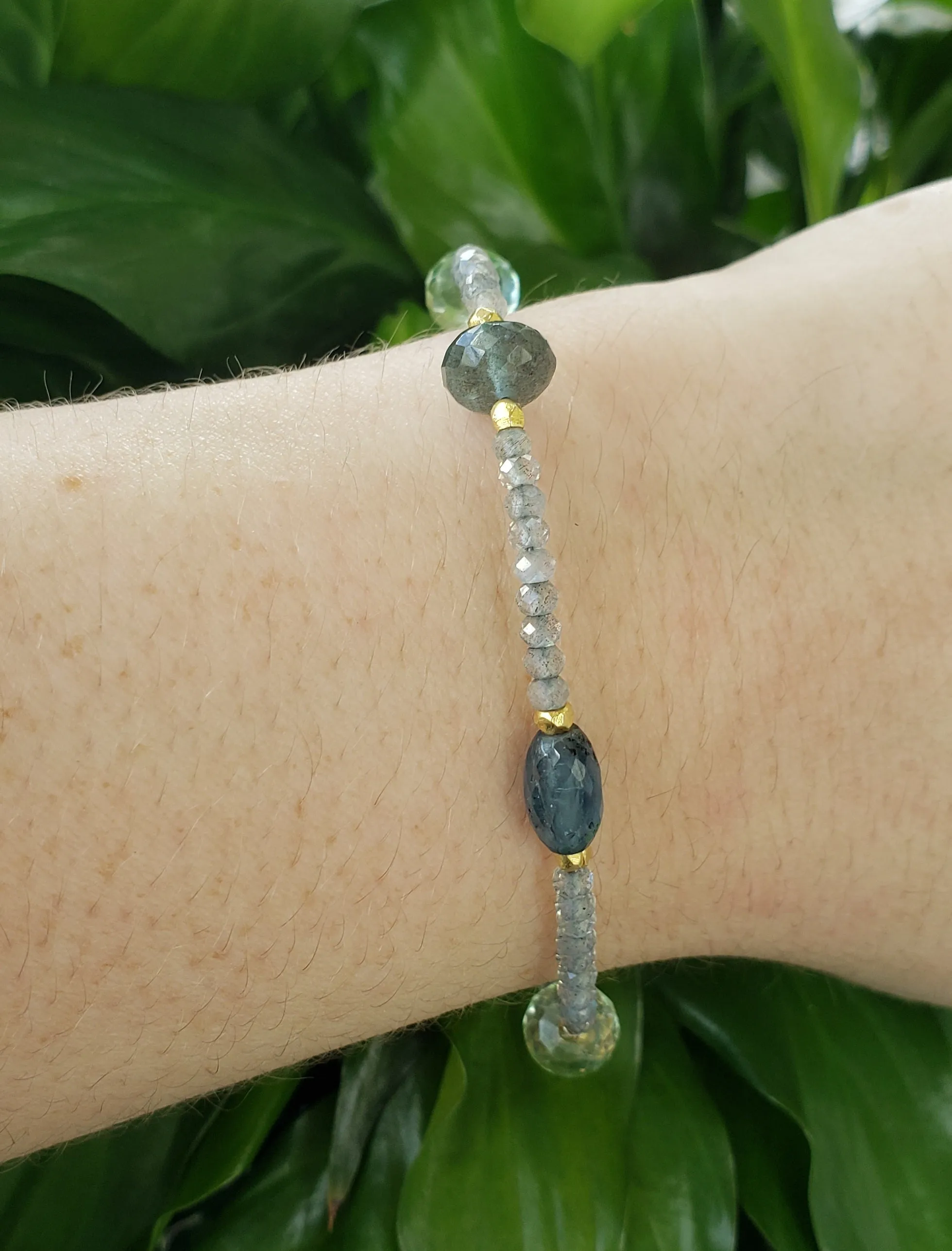 AVF Green Amethyst, Labradorite, Kyanite & Moss Aqua Beaded Bracelet (SI2847 & SI3680)