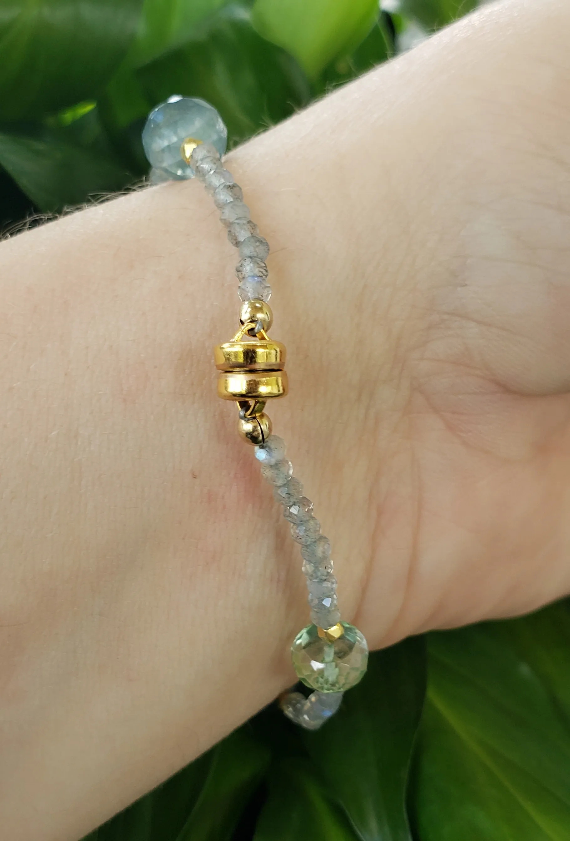 AVF Green Amethyst, Labradorite, Kyanite & Moss Aqua Beaded Bracelet (SI2847 & SI3680)