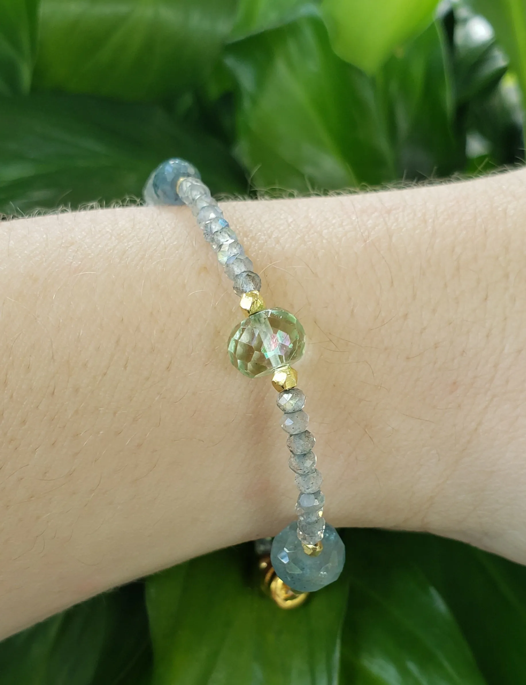AVF Green Amethyst, Labradorite, Kyanite & Moss Aqua Beaded Bracelet (SI2847 & SI3680)