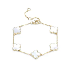 AZARIA MOTHER OF PEARL FIVE CLOVER GOLD BRACELET