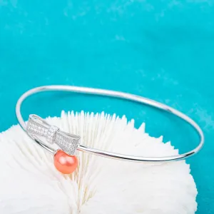 b010201 DIY 7-8mm Natural Freshwater pearl bracelet accessory 925 sterling silver adjustable bangle for women