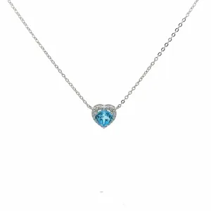 Baikalla™ Classic Heart Sterling Silver Natural Amethyst Citrine Topaz Necklace With CZ