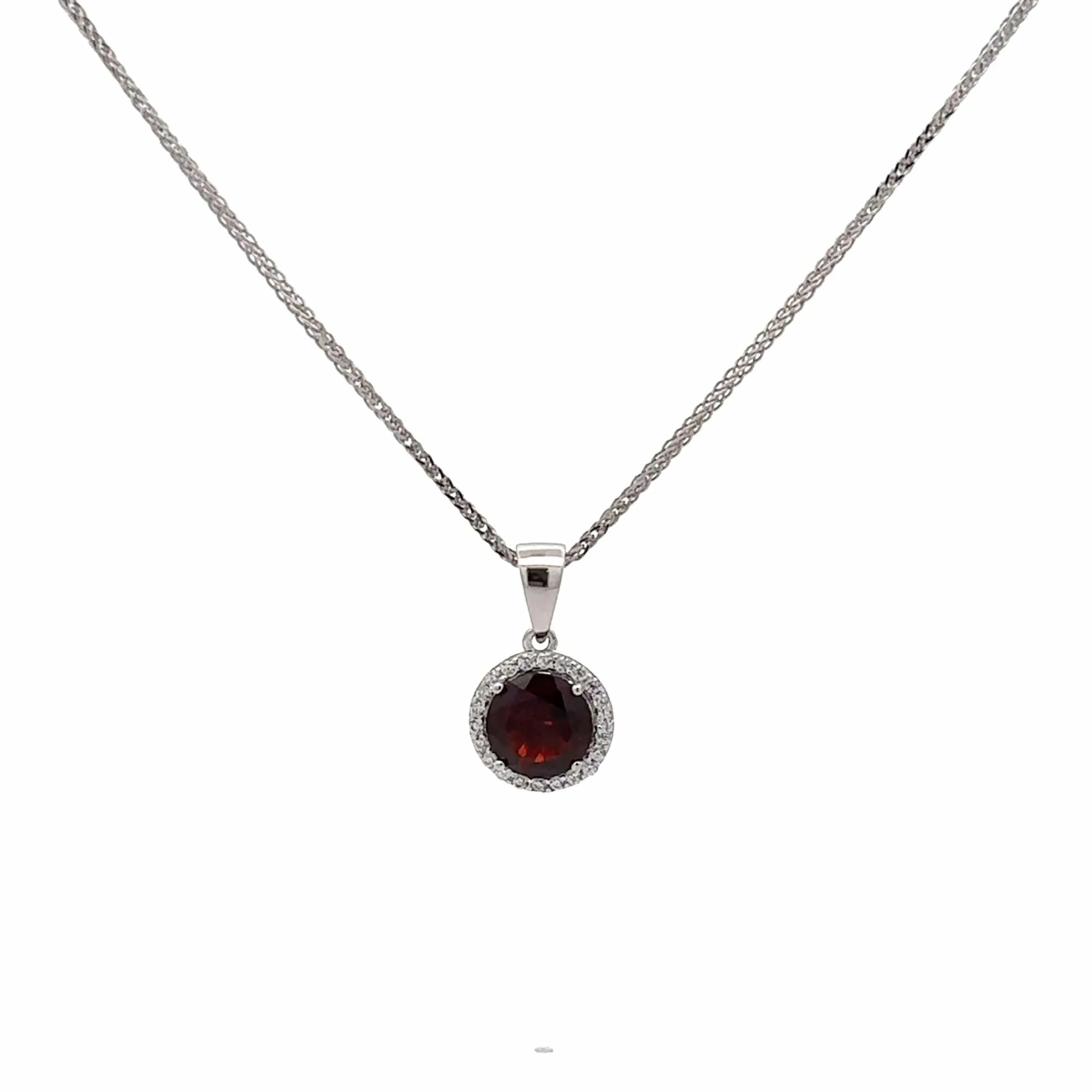 Baikalla™ Classic Sterling Silver Natural Amethyst Citrine Garnet Topaz Necklace With CZ