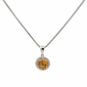 Baikalla™ Classic Sterling Silver Natural Amethyst Citrine Garnet Topaz Necklace With CZ