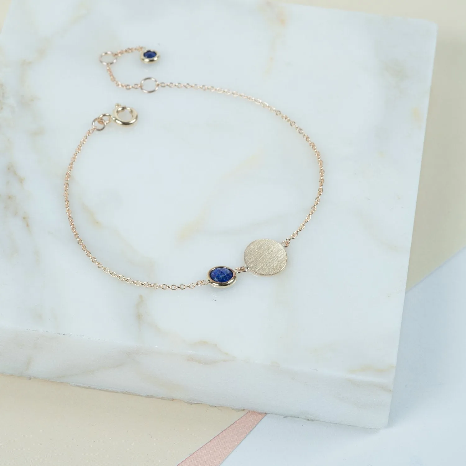 Bali 9ct Gold Lapis Lazuli September Birthstone Bracelet
