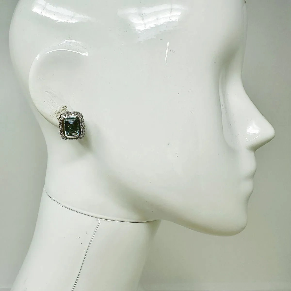 Barry Kronen 18K White Gold Earrings with Aquamarine and Diamonds