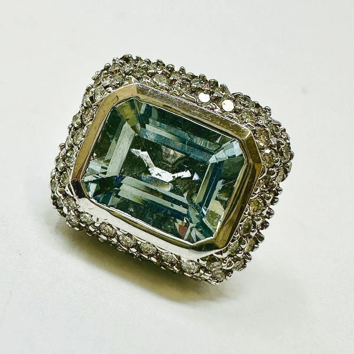 Barry Kronen 18K White Gold Earrings with Aquamarine and Diamonds