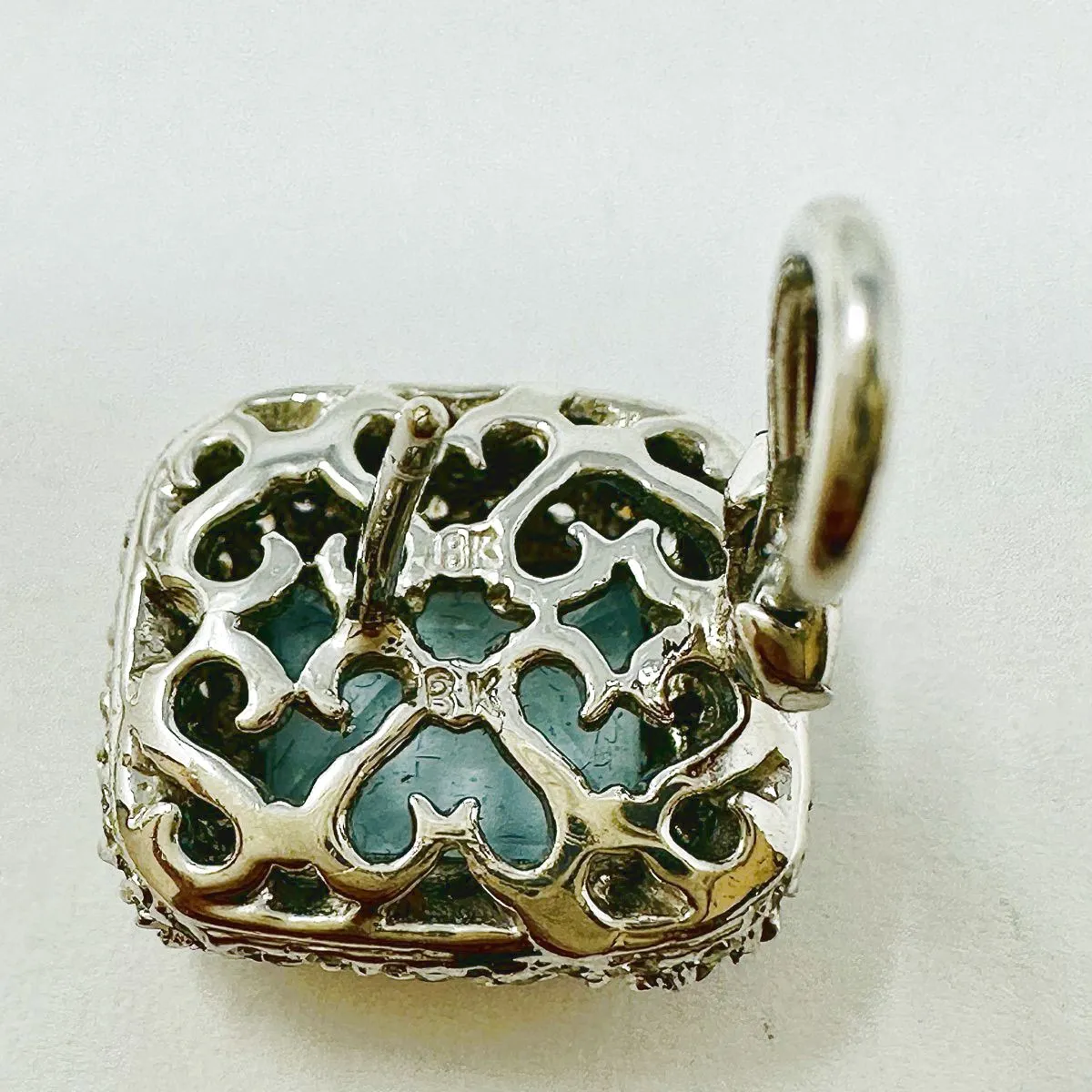 Barry Kronen 18K White Gold Earrings with Aquamarine and Diamonds