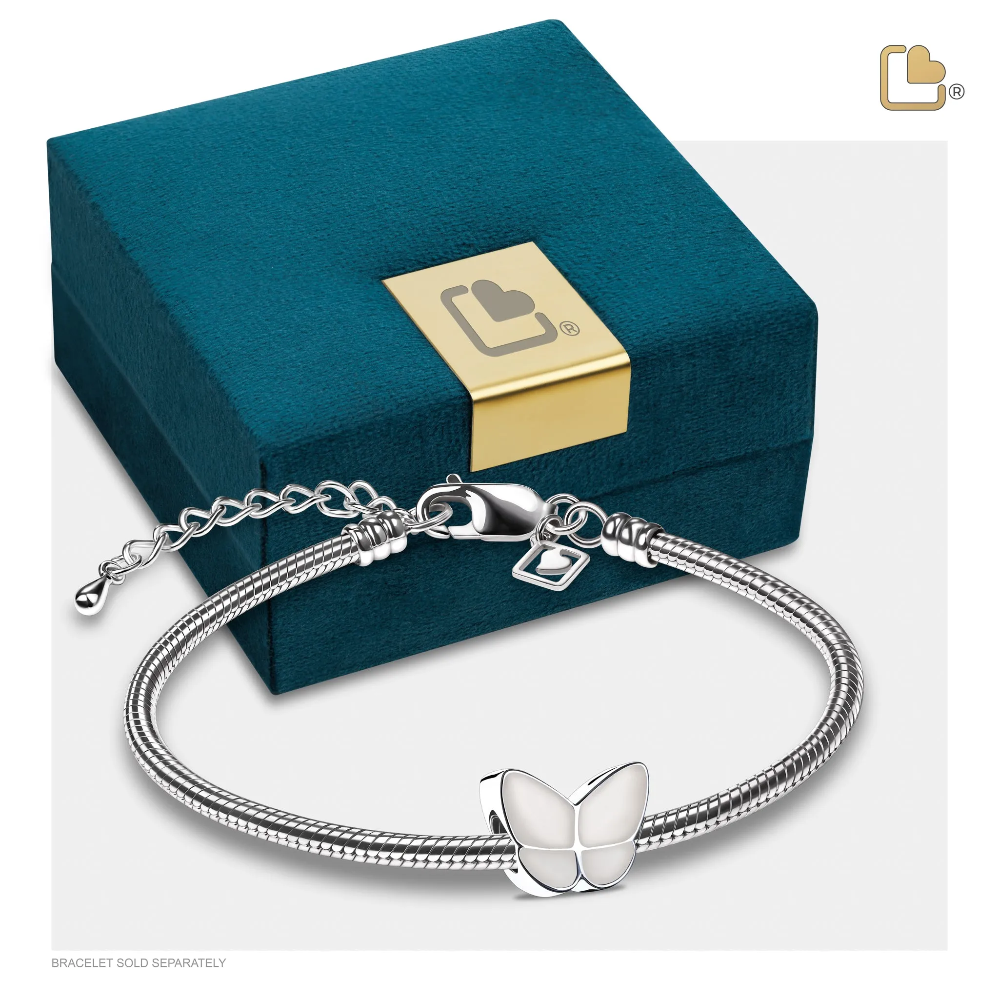 BD2092   Wings of Hope Ashes Bead Pearl White & Pol Silver