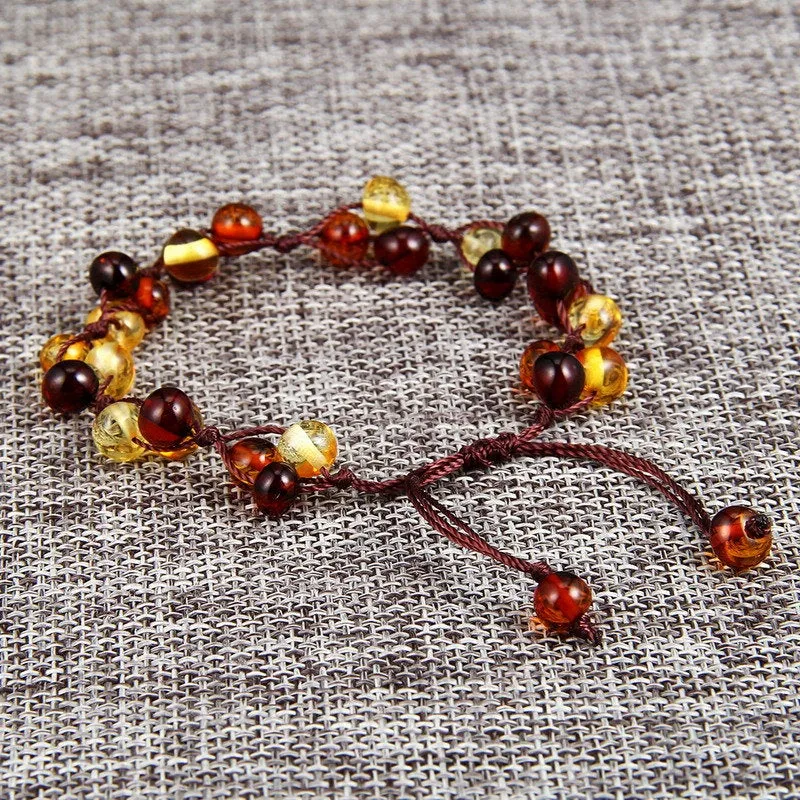 Beaded Amber Bracelet - Healing Bracelet  – Stretch bracelet – Unisex – Beaded bracelet – Baltic Amber Bracelet - Amber Jewelry Natural Gift