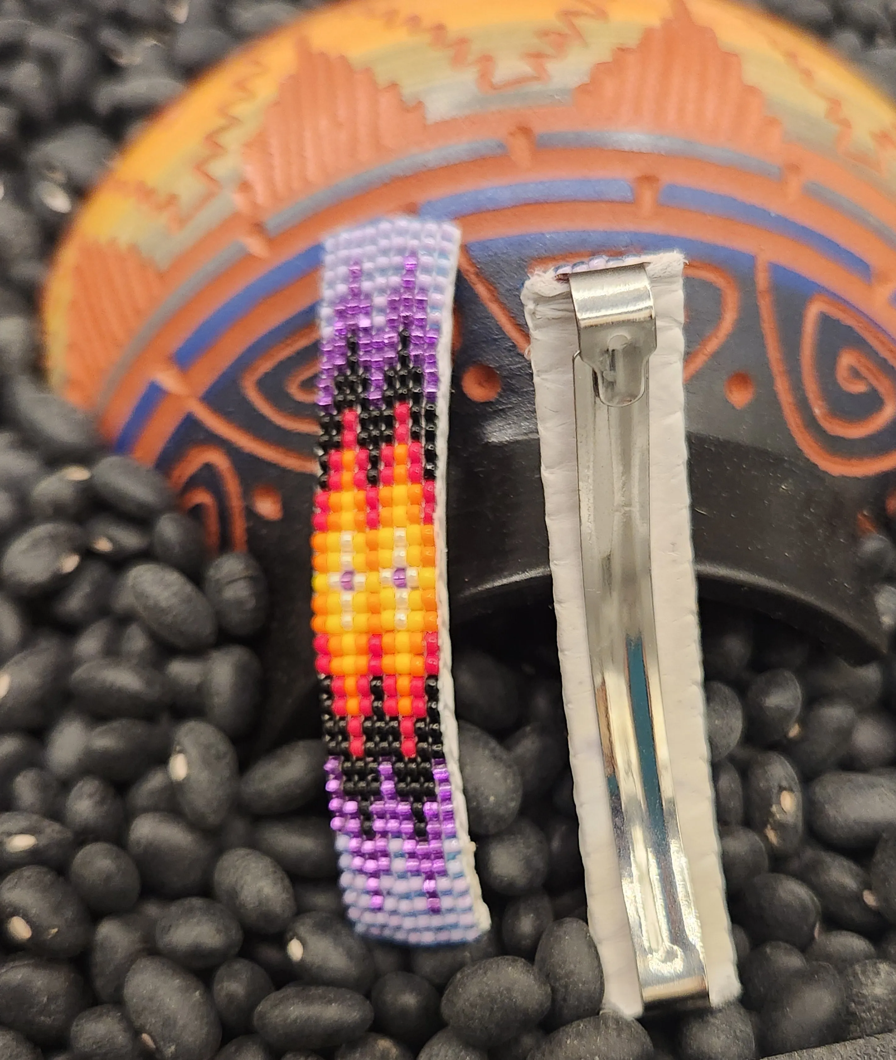BEADED BARRETTES (PAIR)-  PURPLE - JUDY WILSON