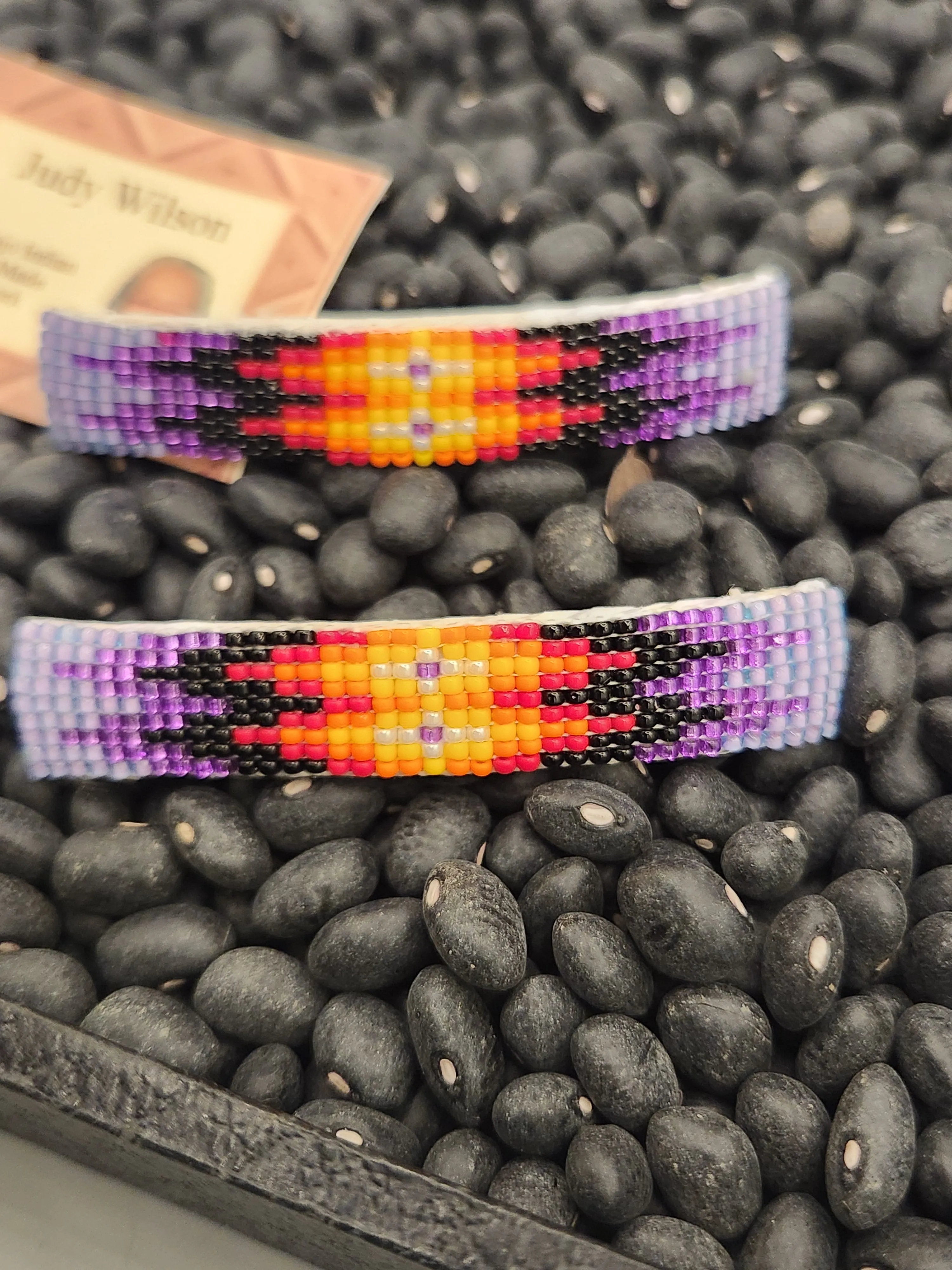BEADED BARRETTES (PAIR)-  PURPLE - JUDY WILSON